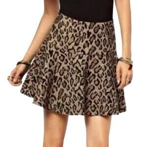 NWT Free People Women’s Chenille Cheetah Print Mini Skater Skirt Size 8